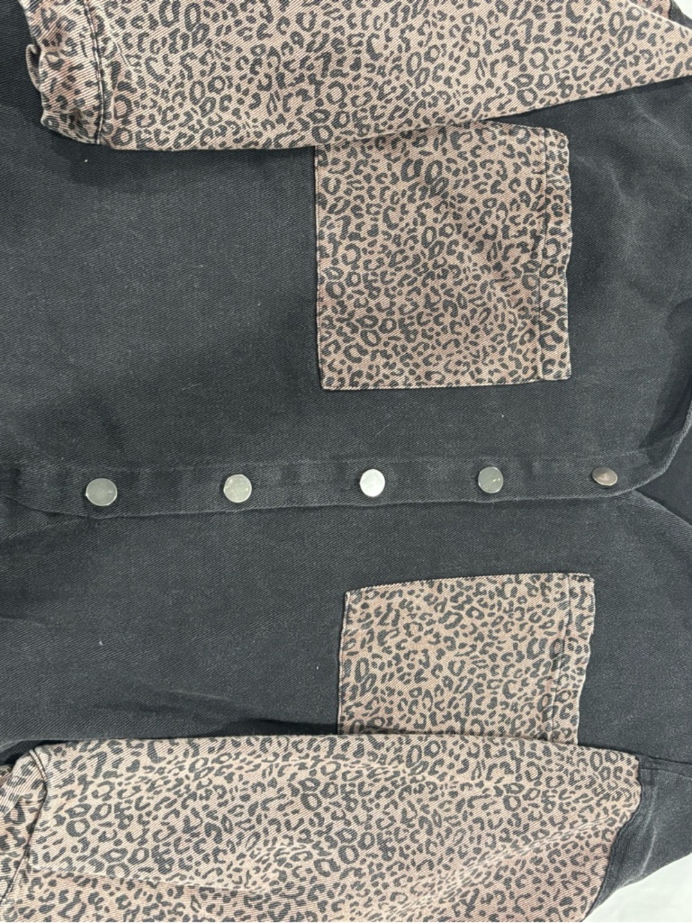 Vici Black Jacket with Brown Leopard Trim